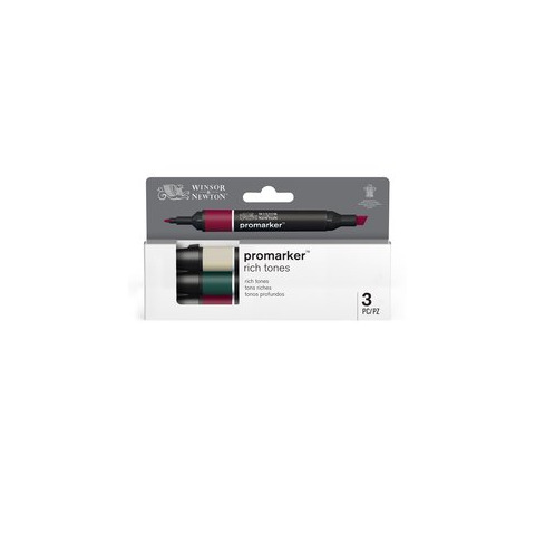Pennarelli Winsor&Newton Promarker doppia punta fine-larga - conf. 3 pz tonalità intense - 0290191
